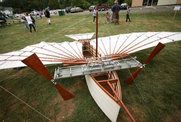 A one half scale model of Gustave Whitehead's Number 21, the plane he reportedly flew over Fairfield on the morning of August 14, 1901